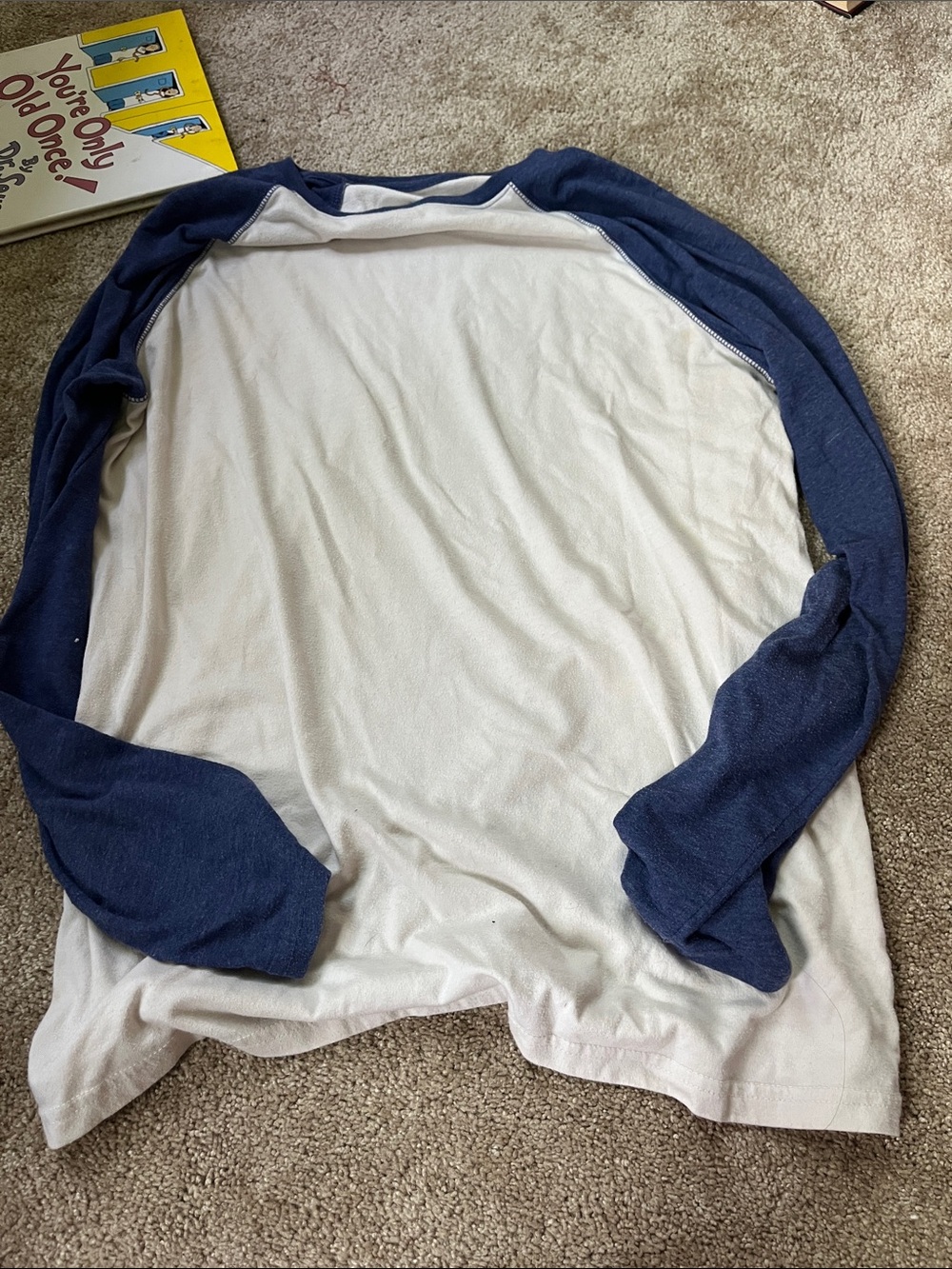 Mossimo Supply Co. White Baseball Raglan Tee with Navy Sleeves